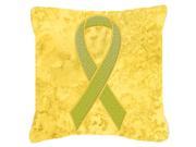 Yellow Ribbon for Sarcoma Bone or Bladder Cancer Awareness Canvas Fabric Decorative Pillow AN1203PW1414