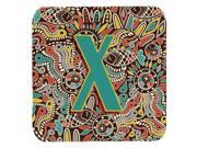 Set of 4 Letter X Retro Tribal Alphabet Initial Foam Coasters CJ2013 XFC