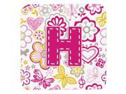 Set of 4 Letter H Flowers and Butterflies Pink Foam Coasters CJ2005 HFC