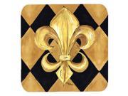 Set of 4 Black and Gold Fleur de lis New Orleans Foam Coasters