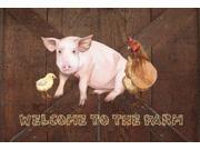 Welcome to the Farm with the pig and chicken Fabric Placemat SB3083PLMT