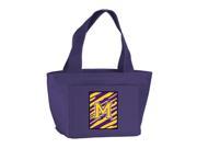Letter M Monogram Tiger Stripe Purple Gold Lunch Bag or Doggie Bag CJ1022 M PR 8808