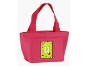Letter R Monogram Lime Green Zippered Insulated School Washable and Stylish Lunch Bag Cooler CJ1010 R PK 8808
