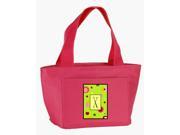 Letter X Monogram Lime Green Zippered Insulated School Washable and Stylish Lunch Bag Cooler CJ1010 X PK 8808
