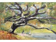 Oak Tree on the Bay with Sailboats Fabric Placemat JMK1132PLMT