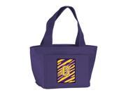 Letter G Monogram Tiger Stripe Purple Gold Lunch Bag or Doggie Bag CJ1022 G PR 8808