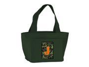 Letter J Monogram Camo Green Zippered Insulated School Washable and Stylish Lunch Bag Cooler CJ1030 J GN 8808