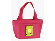 Letter L Monogram Lime Green Zippered Insulated School Washable and Stylish Lunch Bag Cooler CJ1010 L PK 8808
