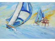 Sailboats and Middle Bay Lighthouse Fabric Placemat JMK1005PLMT