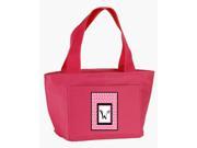 Letter W Monogram Pink Black Polka Dots Lunch Bag or Doggie Bag CJ1001 W PK 8808