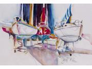 Sailboats in Dry Dock Fabric Placemat JMK1039PLMT