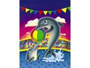 Dolphins performing for the crowds Flag Canvas House Size APH0417CHF