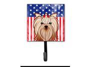 American Flag and Yorkie Yorkishire Terrier Leash or Key Holder BB2134SH4