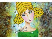 Bee Grateful Girl with Beehive Fabric Placemat VHA3008PLMT