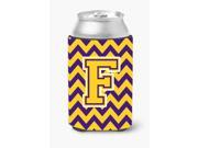Letter F Chevron Purple and Gold Can or Bottle Hugger CJ1041 FCC