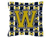 Letter W Football Blue and Gold Fabric Decorative Pillow CJ1074 WPW1414