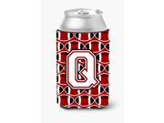 Letter Q Football Cardinal and White Can or Bottle Hugger CJ1082 QCC