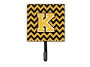Letter K Chevron Black and Gold Leash or Key Holder CJ1053 KSH4