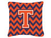 Letter T Chevron Orange and Blue Fabric Decorative Pillow CJ1042 TPW1414