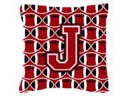 Letter J Football Red Black and White Fabric Decorative Pillow CJ1073 JPW1414