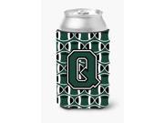 Letter Q Football Green and White Can or Bottle Hugger CJ1071 QCC