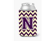 Letter N Chevron Purple and Gold Can or Bottle Hugger CJ1058 NCC