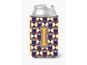 Letter I Football Purple and Gold Can or Bottle Hugger CJ1064 ICC