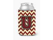 Letter U Chevron Maroon and Gold Can or Bottle Hugger CJ1061 UCC