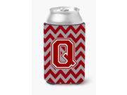 Letter Q Chevron Maroon and White Can or Bottle Hugger CJ1049 QCC
