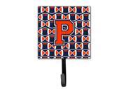 Letter P Football Orange Blue and white Leash or Key Holder CJ1066 PSH4