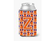 Letter Z Football Orange White and Regalia Can or Bottle Hugger CJ1072 ZCC