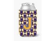 Letter J Football Purple and Gold Can or Bottle Hugger CJ1064 JCC