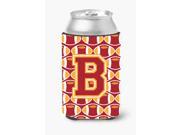 Letter B Football Cardinal and Gold Can or Bottle Hugger CJ1070 BCC