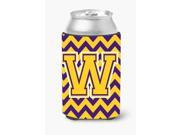Letter W Chevron Purple and Gold Can or Bottle Hugger CJ1041 WCC