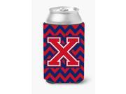 Letter X Chevron Yale Blue and Crimson Can or Bottle Hugger CJ1054 XCC