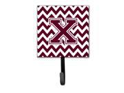 Letter X Chevron Maroon and White Leash or Key Holder CJ1051 XSH4