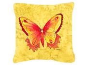 Butterfly on Yellow Canvas Fabric Decorative Pillow