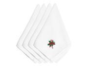 Christmas Candy Cane and Holly Embroidered Napkins Set of 4 EMBT2413NPKE