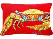 Crab Blue on Red Sr Canvas Fabric Decorative Pillow
