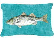 Striped Bass Fish Canvas Fabric Decorative Pillow
