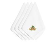 Christmas Bells Red Green and Gold Embroidered Napkins Set of 4 EMBT2409NPKE