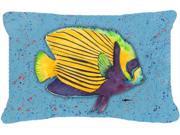 Tropical Fish on Blue Canvas Fabric Decorative Pillow