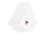 Christmas Pine Cones with Red Ribbon Embroidered Napkins Set of 4 EMBT2106NPKE