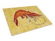 Cooked Shrimp on Yellow speckle Glass Cutting Board