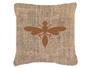 Wasp Burlap and Brown Canvas Fabric Decorative Pillow BB1054