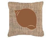 Shell Burlap and Brown Canvas Fabric Decorative Pillow BB1099