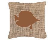 Fish Tang Fish Burlap and Brown Canvas Fabric Decorative Pillow BB1023