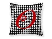 Monogram Initial O Houndstooth Black Decorative Canvas Fabric Pillow CJ1035