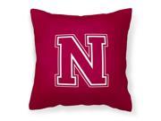 Monogram Initial N Maroon and White Decorative Canvas Fabric Pillow CJ1032