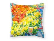 Flower Mums Canvas Fabric Decorative Pillow